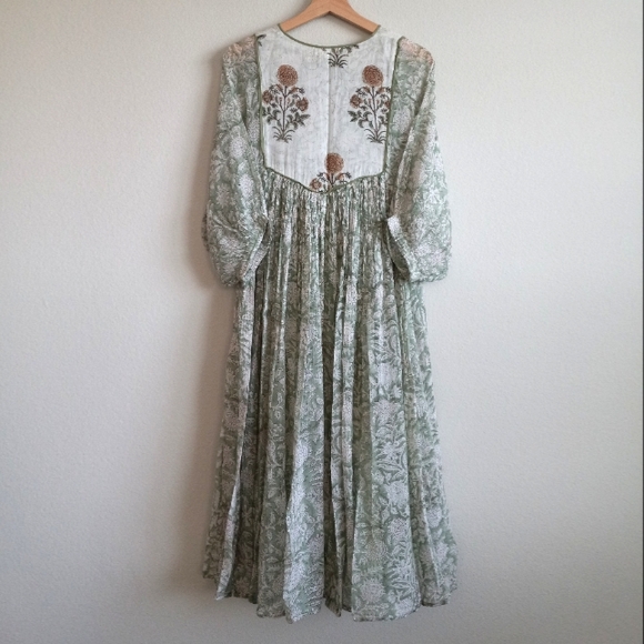 Daughters Of India Diya Midi Dress Pistachio Green XS - Picture 7 of 16